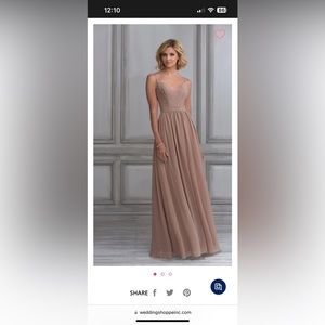 Adrianna Papell style 40120 blush beaded top bridesmaids dress